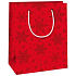 Ditipo Geschenk Papiertüte 11,5 x 6,5 x 14,5 cm rote Schneeflocken E.