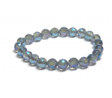 Kristall Aqua aura blau facettiert semi-metallisch, Armband elastisch Naturstein, Perle 8 mm / 16 - 17 cm, Stein Steine
