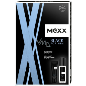 Mexx Black Man parfümiertes Deo-Glas 75 ml + Duschgel 50 ml, Kosmetikset für Männer