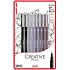 Uni Pin Creative Strokes Kalligraphie Zeichenstift Set mit Spezialtinte Schwarz 0,6 und Pinsel/ Hellgrau 0,5 und Pinsel/ Dunkelgrau 0,5 und Pinsel/ Sepia 0,5 und Pinsel 8 Stück