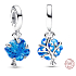 Sterling Silber 925 Baum des Lebens blaues Glas Murano, Natur Armband Anhänger
