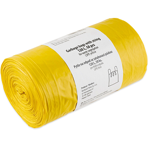 Quickpack gelbe Zugbeutel für Abfall, 55× 100 cm, 28 µm, 120 l, 50 Stk