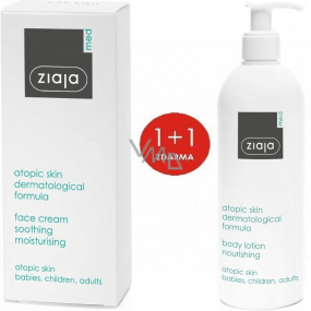 Ziaja Med Atopische Dermatitis Pflegende Körperlotion 400 ml + Beruhigende Feuchtigkeitscreme für das Gesicht 50 ml, Duopack