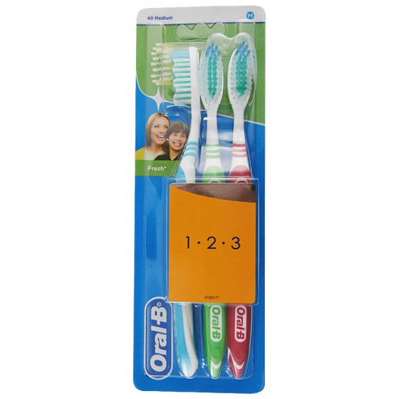 Oral-B Fresh 1 2 3 mittlere Zahnbürste 3 Stück