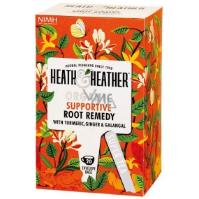 Heat & Heather Bio Kurkuma, Ingwer, Galangal und Ginseng zur Unterstützung und Förderung des Körpers mit wirksamen Wurzeln unterstützender Tee 20 Beutel x 1,5 g