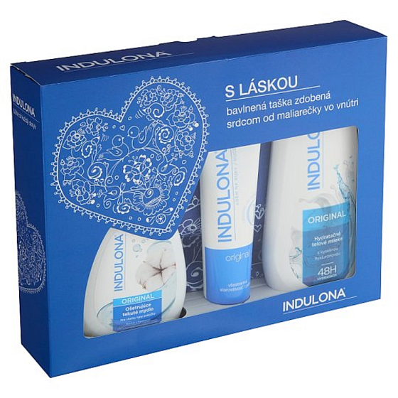 Indulona Original Flüssigseife 300 ml + Körperlotion 400 ml + Handcreme 85 ml + Leinenbeutel, Kosmetikset