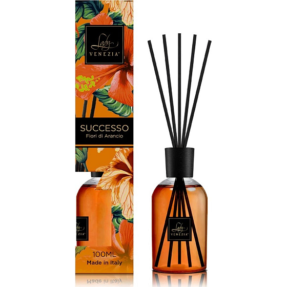 Lady Venezia Successo - Orangenblüten Aroma Diffusor mit gradueller Freisetzung Sticks 100 ml