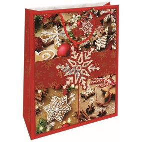 Nekupto Geschenkpapier Tasche 32,5 x 26 x 13 cm Weihnachten Lebkuchen rot