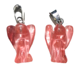 Kristall rosa Engel Schutzengel Anhänger Naturstein handgeschliffen 2 - 2,2 cm, Stein der Steine