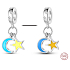 Charm Sterling Silber 925 Luminous - Halbmond und Stern, der im Dunkeln leuchtet, Universum Armband-Anhänger