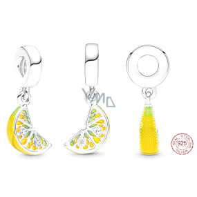 Sterling Silber 925 Glitzernde Zitronenscheiben, Anhänger für Armband, Essen und Trinken Sterling Silber 925 Glitzernde Zitronenscheiben, Anhänger für Armband, Essen und Trinken