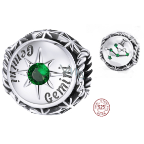 Charme Sterling Silber 925 Sternzeichen, Zirkonia Zwillinge, Perle für Armband Charme Sterling Silber 925 Sternzeichen, Zirkonia Zwillinge, Perle für Armband