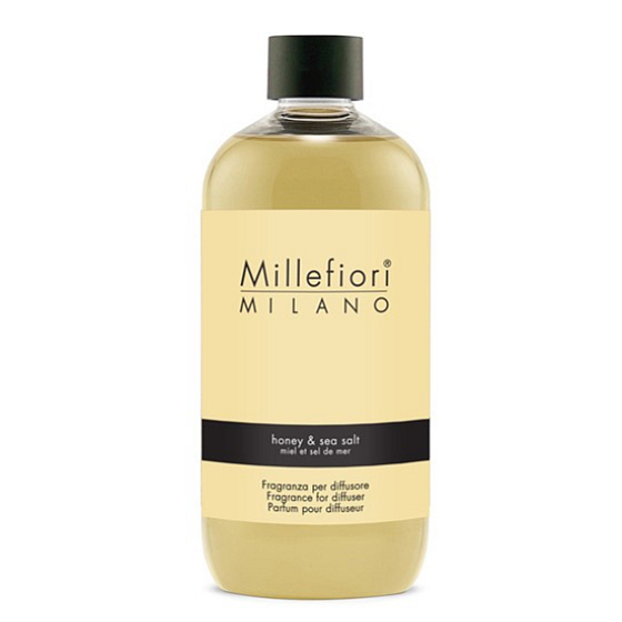 Millefiori Milano Natural Honey & Sea Salt - Honig und Meersalz Diffusor-Nachfüllung für Duftstäbchen 500 ml