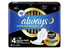 Always Ultra Secure Night hygienické vložky s křidélky 6 kusů