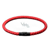 Lanový Magnetický náramek – červený 20,5 cm x 4 mm, unisex
