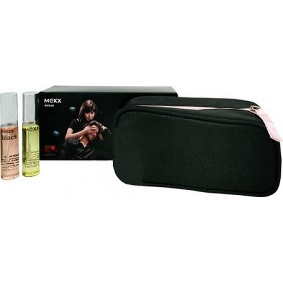 Mexx Black Woman EdT 10 ml Eau de Toilette + Mexx Woman 10 ml Eau de Toilette + Beutel, Geschenkset