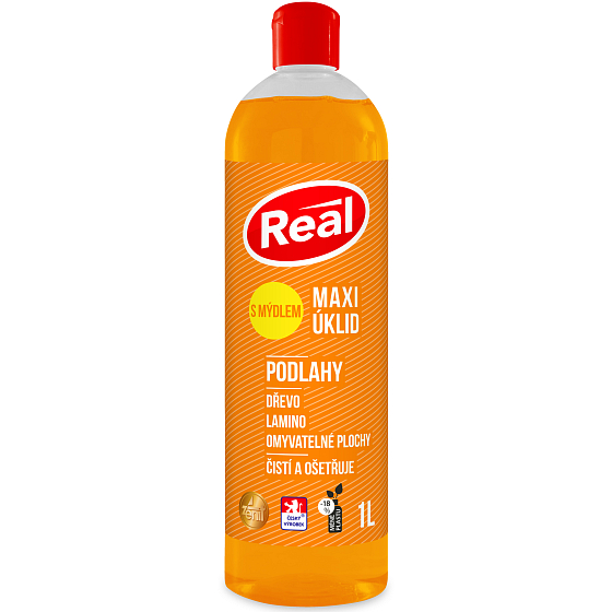 Real Maxi Floor Cleaning Universal-Antistatikreiniger mit Holzseife, Laminat, abwaschbaren Oberflächen 1 l