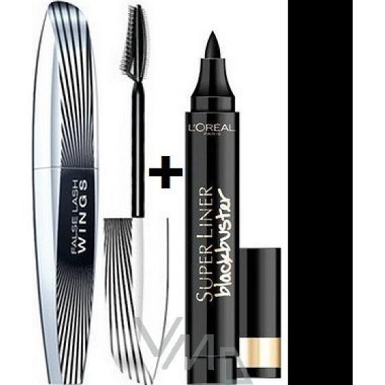 Loreal Paris False Lash Wings Mascara schwarz 7 ml + Eyeliner Super Liner 4,5 ml, Kosmetikset