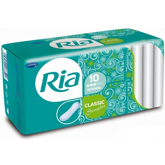 Ria Classic Singles Normale Damenbinden ohne Flügel 10 Stück