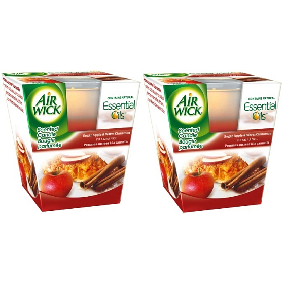 Air Wick Ätherische Öle Infusion Roter Apfel & Glühwein Duftkerze in Glas 2 x 105 g