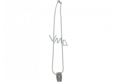 Silberne Halskette mit Anhänger mit eingebetteten Kristallen 45 cm