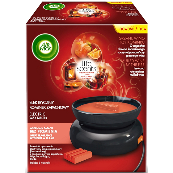 Air Wick Wax Melts Life Scents Warmer Glühwein am Kamin mit elektrischem Wachserhitzer und Wachsfüllung 33 g