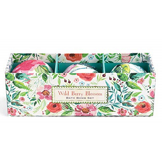 Michel Design Works Waldbeerenblüten Luxus-Set aus funkelnden Badekugeln mit entspannendem warmen Duft 3 x 50 g, Kosmetikset
