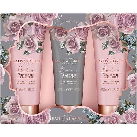 Baylis & Harding Velvet Rose und Cashmere Handcreme 3 x 50 ml, Kosmetikset