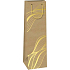 Ditipo Papier Geschenktüte für Flasche 12,3 x 36,2 x 7,8 cm Kraft - natur, Goldlinien