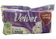 Velvet Relaxing Lavender weiches weißes Toilettenpapier mit Blumendruck 150 Stück 3lagig 8 Stück