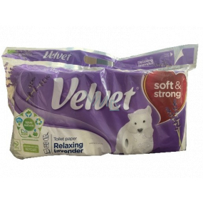 Velvet Relaxing Lavender weiches weißes Toilettenpapier mit Blumendruck 150 Stück 3lagig 8 Stück