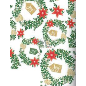 Nekupto Weihnachtsgeschenkpapier 70 x 1000 cm Weißer Weihnachtsstern, Zweige