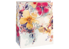 Ditipo Geschenk-Kraftbeutel 22 x 10 x 29 cm Beigefarbene Blumen