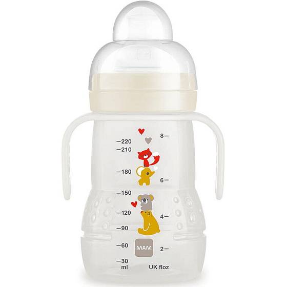 Mam Trainer Flasche für den einfachen Übergang vom Stillen oder der Flasche zum Becher 4+ Monate Weiß 220 ml