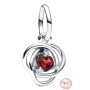 Charms Sterling Silber 925 Rot Dunkel Kreis Ewigkeit Januar, Anhänger Armband Symbol