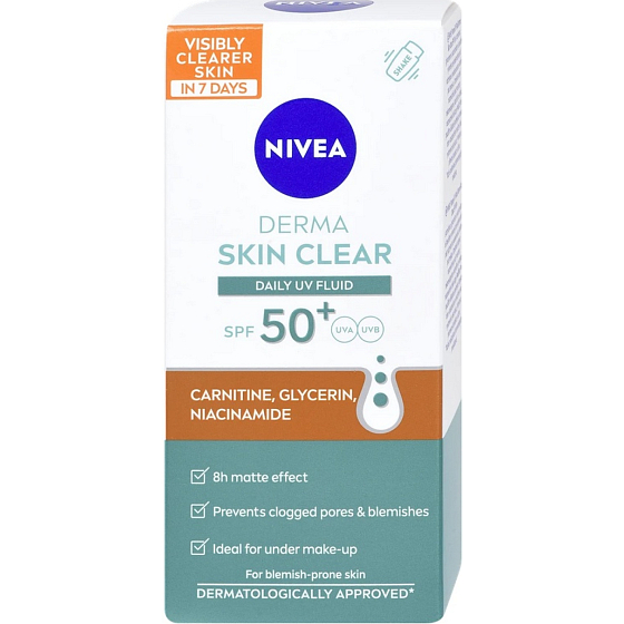 Nivea Derma Skin Clear denní krém UV Fluid OF50+, 40 ml