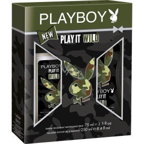 Playboy Play It Wild für Ihn parfümiertes Deodorantglas 75 ml + Duschgel 250 ml, Kosmetikset