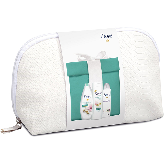 Dove Pistachio Purely Pampering Cream 250 ml Duschgel + Pistazien- und Magnolien-Körperlotion 250 ml + Invisible Dry Antitranspirant Spray 150 ml + Etui, Kosmetikset