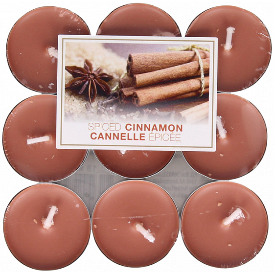 Bolsius Aromatic Spiced Cinnamon - Würzige Teekerzen mit Zimtduft 18 Stück, Brenndauer 4 Stunden