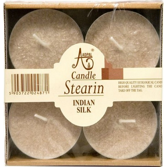 Adpal Stearin Maxi Indische Seide - Teelichter mit Duft nach indischer Seide 4 Stück