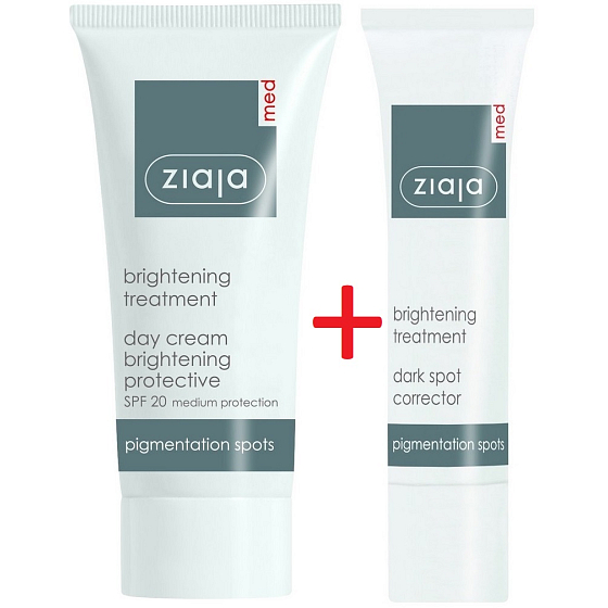 Ziaja Med Whitening Care aufhellende schützende Tagescreme gegen Pigmentflecken 50 ml + Med Whitening Care Korrektor gegen Pigmentflecken 30 ml, Duopack