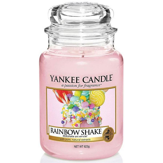 Yankee Candle Rainbow Shake - Duftkerze mit Regenbogencocktail Klassisches großes Glas 625 g Ostern 2019