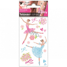 Tattoo Aufkleber farbige Kinder mit Glitzer Ballerinas 10,5 x 6 cm