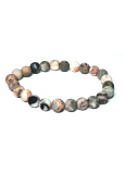 Jaspis Zebra Armband elastischer Naturstein, Kugel 8 mm / 16-17 cm, Stein der positiven Energie