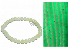 Jade Luminois Light Phosphoreszierend, gelbes Leuchten im Dunkeln, Armband elastisch Naturstein, Perle 6 mm / 16 - 17 cm