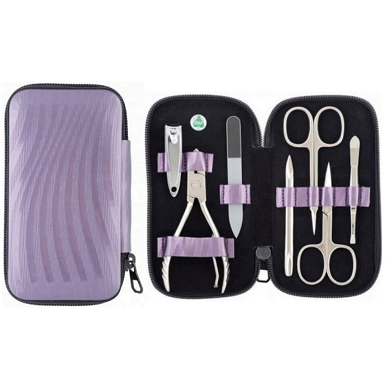 Dup Maniküre Doubravka Kunstleder 7-teiliges Set lila mit Glanz 230402-435