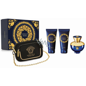 Versace Dylan Blue pour Femme Eau de Parfum 100 ml + Körperlotion 100 ml + Duschgel 100 ml + Handtasche, Geschenkset für Frauen