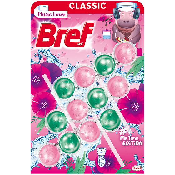 Bref Me Time Edition Music Lover WC-Block für hygienische Sauberkeit und Frische Ihrer Toilette 3 x 50 g