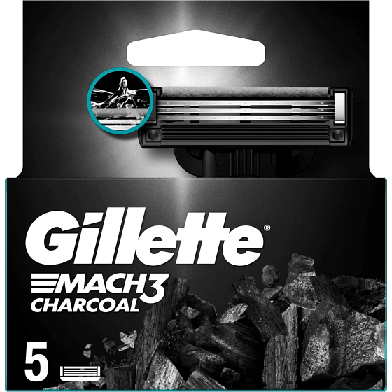 Gillette Mach3 Charcoal Ersatzklingen 5 Stück, für Männer