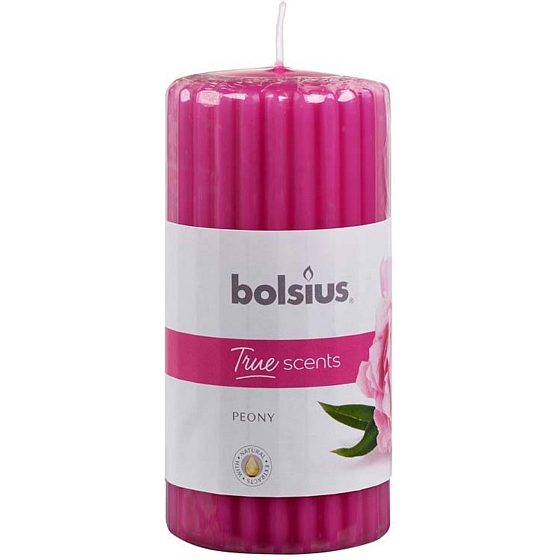 Bolsius Aromatic True Scents Peony - Pfingstrose Duftkerze Zylinder geriffelt 60 x 12 mm